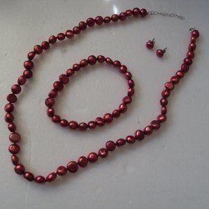 New pearl necklace bracelet earrings MST1746